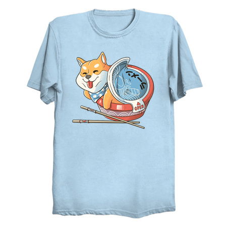 Shiba Dog Ramen Japanese Manga T-shirt Blue - NeatoShop