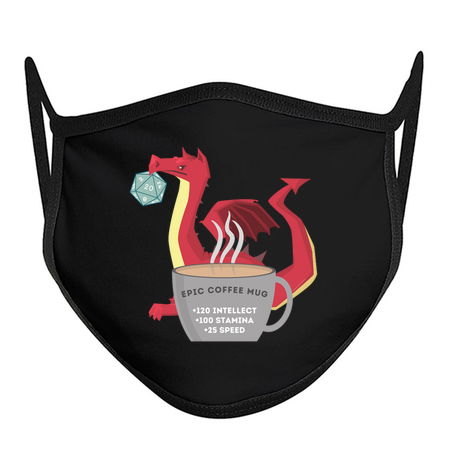 Epic Coffee Mug with Dragon and Twenty Sided Dice for Gamers tiny thumbnail