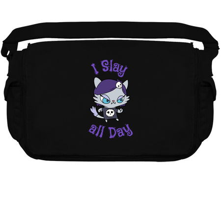 I Slay all Day Goth Kawaii Kitten with Skull Shirt tiny thumbnail