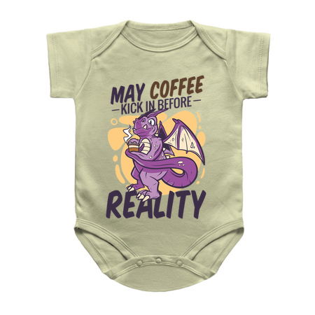 Purple Dragon with Coffee Saying May Coffee Kick in Before Reality tiny thumbnail