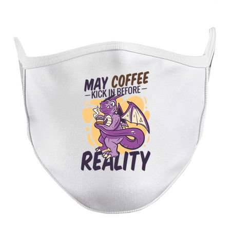 Purple Dragon with Coffee Saying May Coffee Kick in Before Reality tiny thumbnail