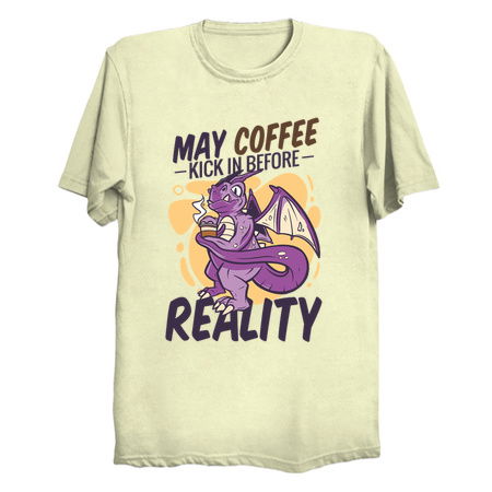 Purple Dragon with Coffee Saying May Coffee Kick in Before Reality tiny thumbnail
