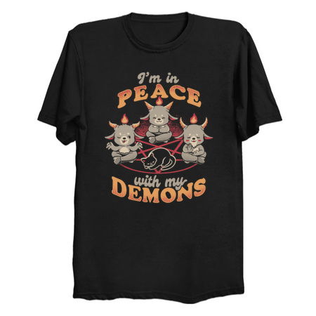 In Peace With My Demons - Creepy Cute Baphomet Cat Gift tiny thumbnail