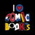 I Love Comic Books - Vintage comic book logos - funny quote tiny thumbnail