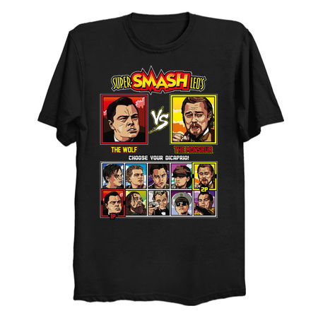 Super Smash Leo DiCaprio Meme T-Shirt - Wolf of Wall Street vs Django tiny thumbnail
