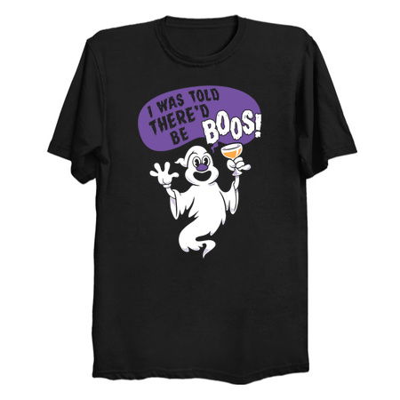 I Was Told There'd Be Boos - Funny Cartoon Halloween - Boozing Ghost tiny thumbnail