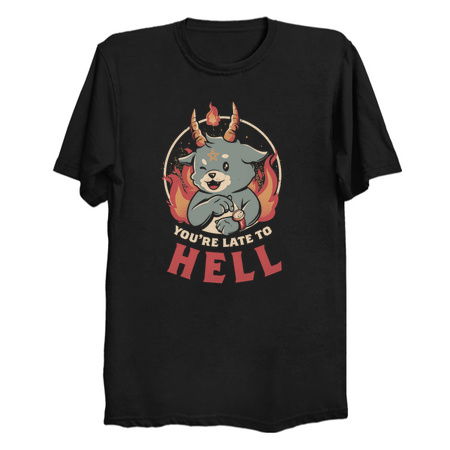 Late to Hell - Cute Evil Creepy Baphomet Gift tiny thumbnail