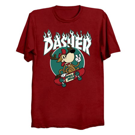 Dasher - Skateboarding Reindeer - Funny Xmas Cartoon tiny thumbnail