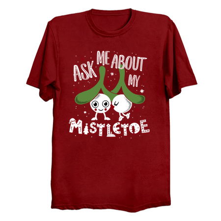 Ask Me About My Mistletoe - Cute Kissing Xmas Cartoon tiny thumbnail