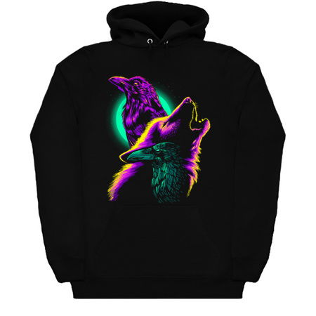 Crows and wolf howling under the moon tiny thumbnail