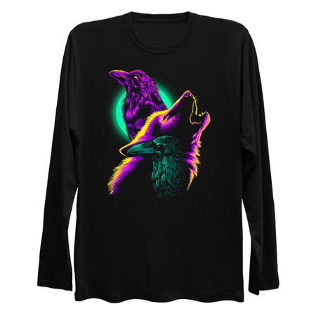 Crows and wolf howling under the moon tiny thumbnail