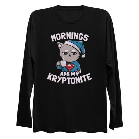 Mornings Are My Kryptonite - Lazy Cute Coffee Hero Cat Gift tiny thumbnail