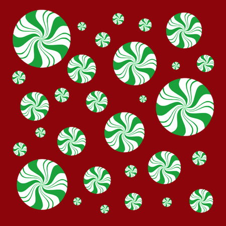 Green Round Peppermint Christmas Pattern - NeatoShop