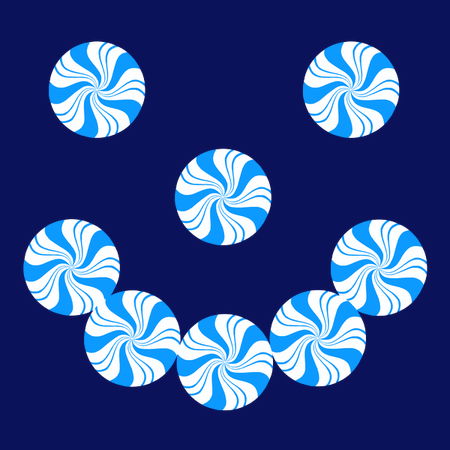 Blue Peppermint Holiday Candy Smiling Face - NeatoShop