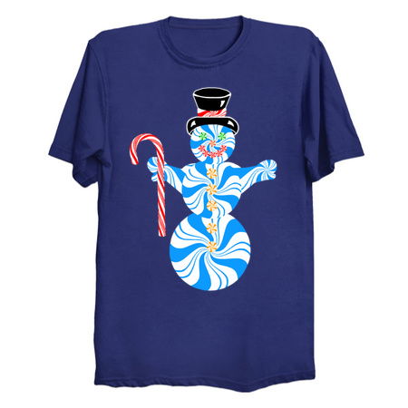 Blue Peppermint Snowman with Candy Cane tiny thumbnail