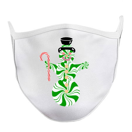 Spearmint Snowman with Striped Peppermint Candy Cane tiny thumbnail