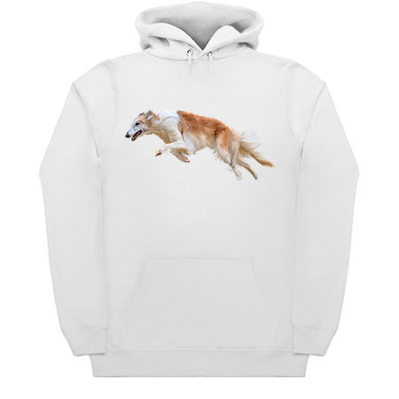 Running White and Tan Borzoi Dog tiny thumbnail