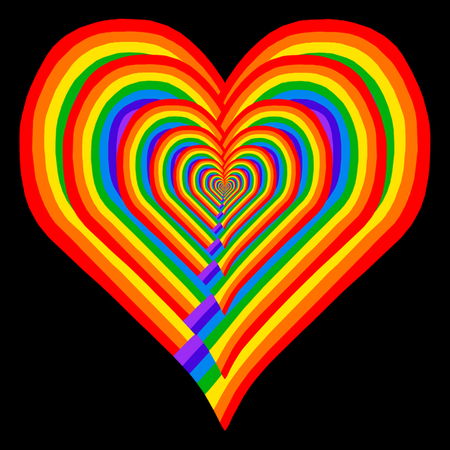 Repeating Rainbow Heart Shaped Echo - NeatoShop