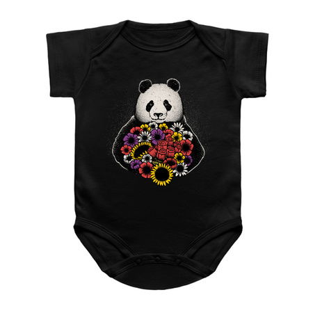 Black and White Panda With Flower by Tobe Fonseca tiny thumbnail