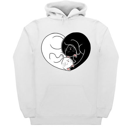 Yin and Yang Black and White Cat Heart tiny thumbnail