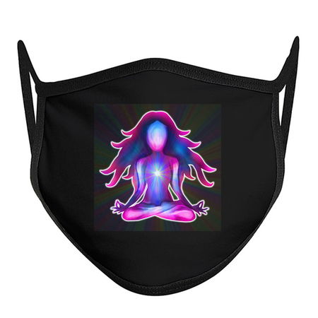 Psychedelic Glowing Pink Blue Yoga Silhouette tiny thumbnail