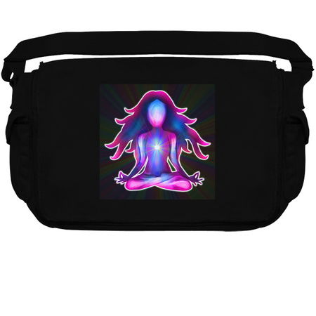 Psychedelic Glowing Pink Blue Yoga Silhouette tiny thumbnail