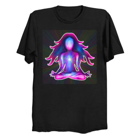 Psychedelic Glowing Pink Blue Yoga Silhouette tiny thumbnail