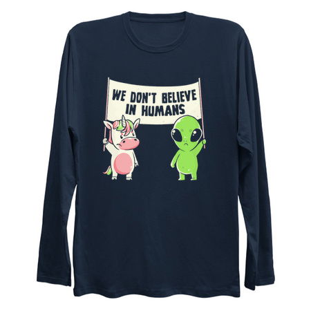 We Don't Believe in Humans - Cute Alien Unicorn Gift tiny thumbnail