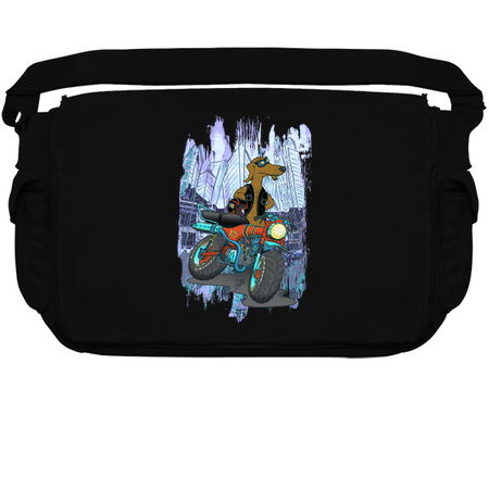 Daxhund and his motorcycle with background tiny thumbnail