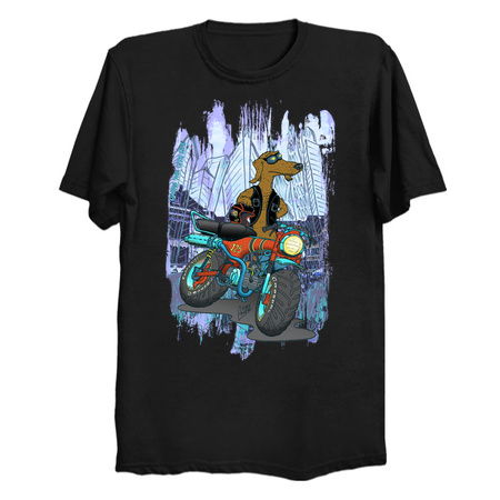 Daxhund and his motorcycle with background tiny thumbnail