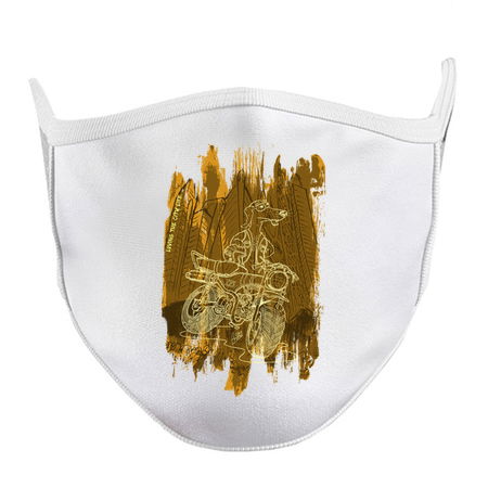 Daxhund and his motorcycle, with background for light shirts tiny thumbnail