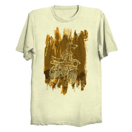 Daxhund and his motorcycle, with background for light shirts tiny thumbnail