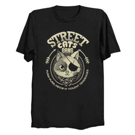 Street Cats Gang Purr Purr Meow and Violent Tendencies Black and White by Tobe Fonseca tiny thumbnail