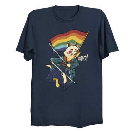 Katana Cat Rainbow Flag Japanese Style by Tobe Fonseca tiny thumbnail