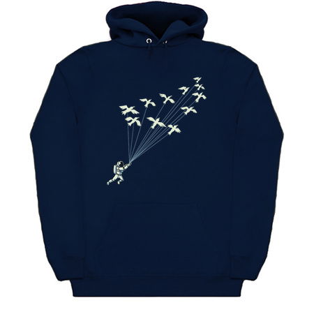 Astronaut Prince Flying With Birds Black and White by Tobe Fonseca tiny thumbnail