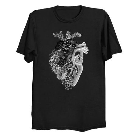 Flower Heart Spring Black and White Inverse by Tobe Fonseca tiny thumbnail
