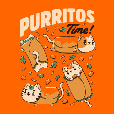 Purritos Time Burrito Cat Funny Mexican Food by Tobe Fonseca