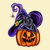 Halloween Witch Cat on JackOLantern tiny thumbnail