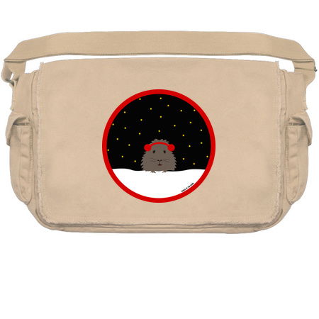 Christmas Boofy Guinea Pig Wearing Ear Muffs (circle) tiny thumbnail