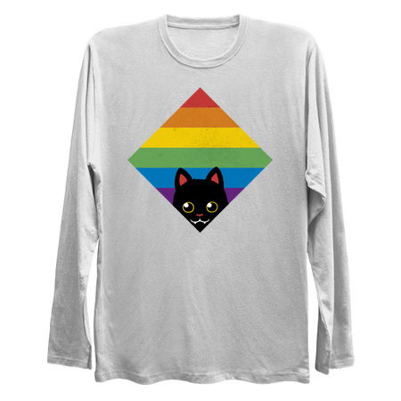 Peeking Cat Rainbow Pride Square Flag by Tobe Fonseca tiny thumbnail