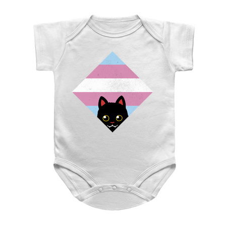 Peeking Cat Trans Square Flag by Tobe Fonseca tiny thumbnail
