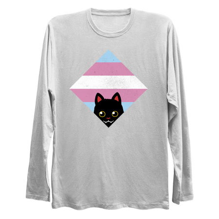 Peeking Cat Trans Square Flag by Tobe Fonseca tiny thumbnail