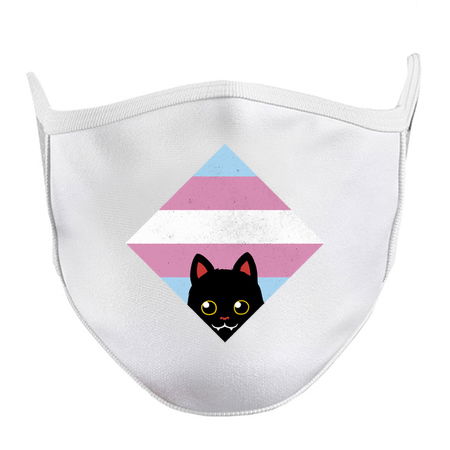 Peeking Cat Trans Square Flag by Tobe Fonseca tiny thumbnail