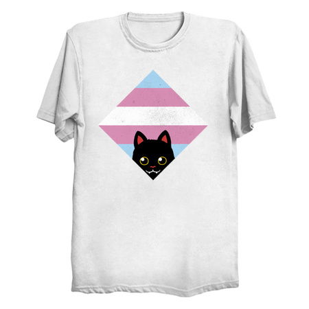 Peeking Cat Trans Square Flag by Tobe Fonseca tiny thumbnail