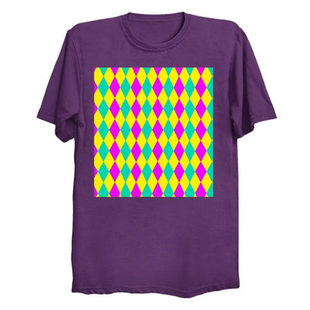 Teal, Purple Yellow Mardi Gras Diamond Harlequin Pattern tiny thumbnail