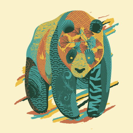 Colorful Tattooed Panda Textures by Tobe Fonseca - NeatoShop