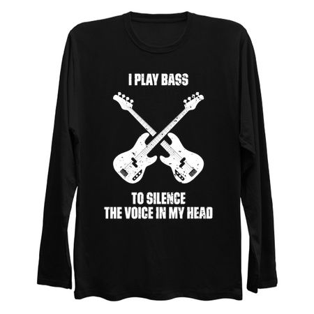 I Play Bass To Silence The Voice In My Head Music Funny Quote Distressed tiny thumbnail