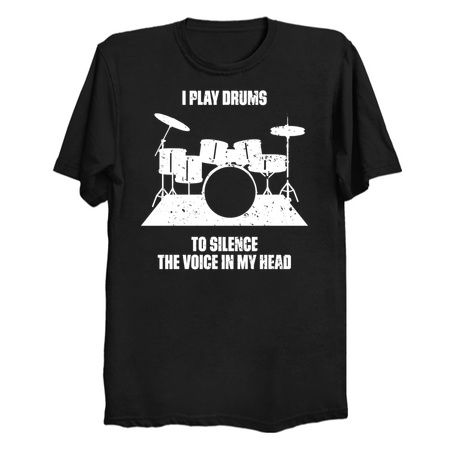 I Play Drums To Silence The Voice In My Head Music Funny Quote Distressed tiny thumbnail