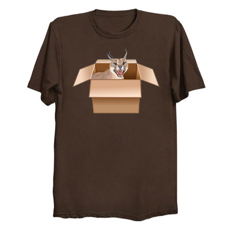Caracal Cat Peeping from Cardboard Box tiny thumbnail