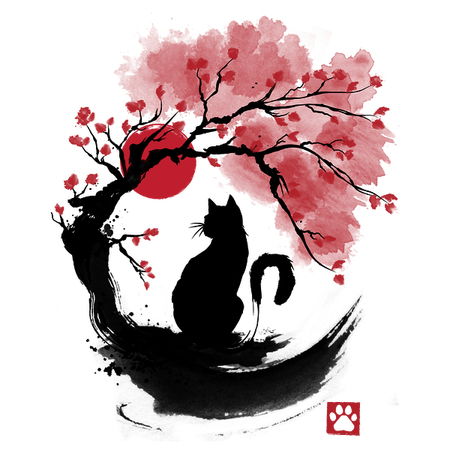 Sakura cat sumi e - NeatoShop